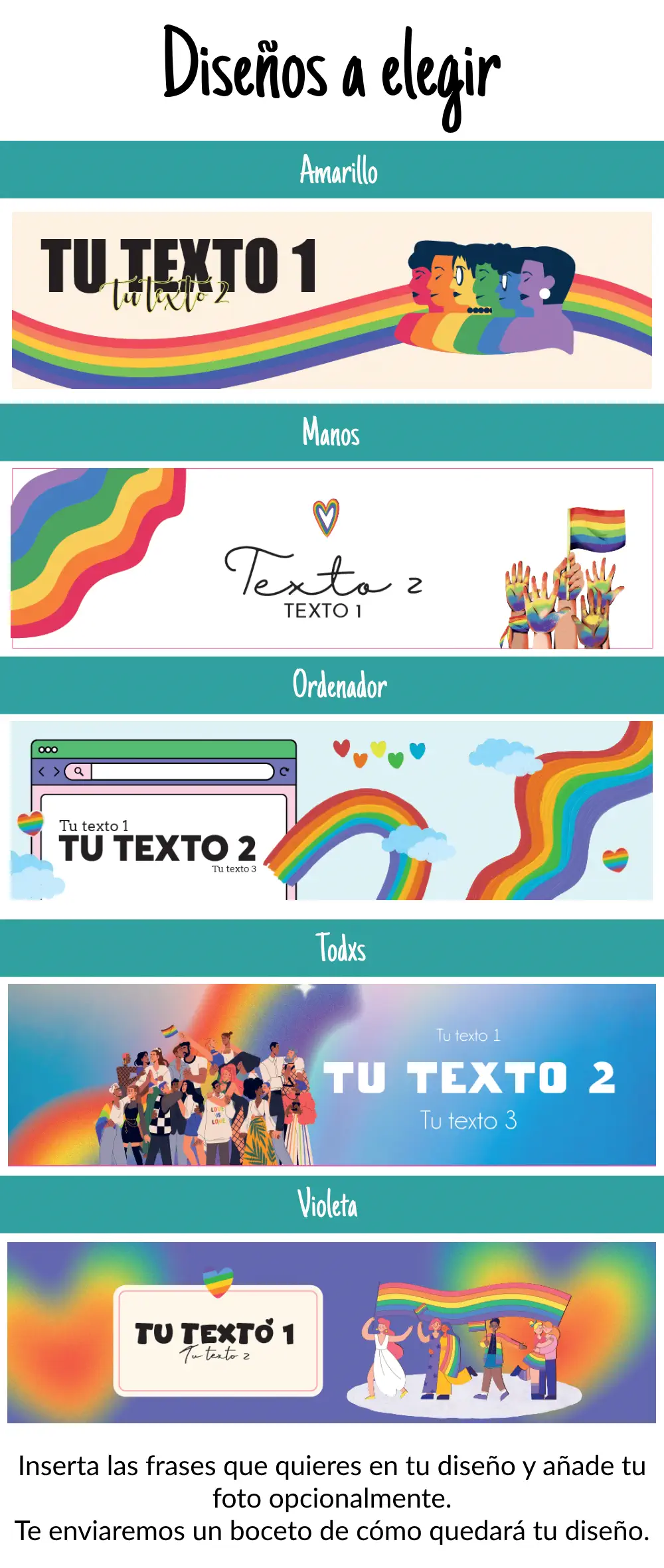 size chart orgullo diseños horizontales